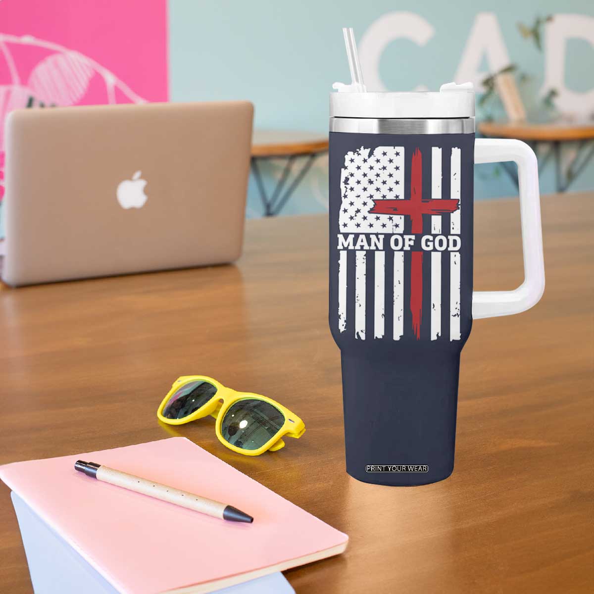 Personalized Christian Gifts For Men Tumbler With Handle Custom Name Man Of God Bible Verse Religious Gift TB10 Print Your Wear