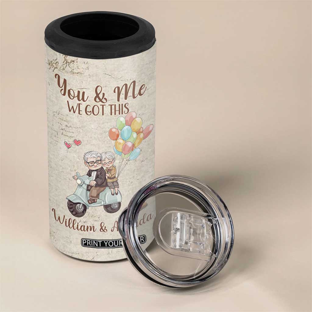 Personalized Couple Gift for Anniversary 4 in 1 Can Cooler Tumbler Custome Name Vintage Romantic Elderly Couple TB10 Print Your Wear