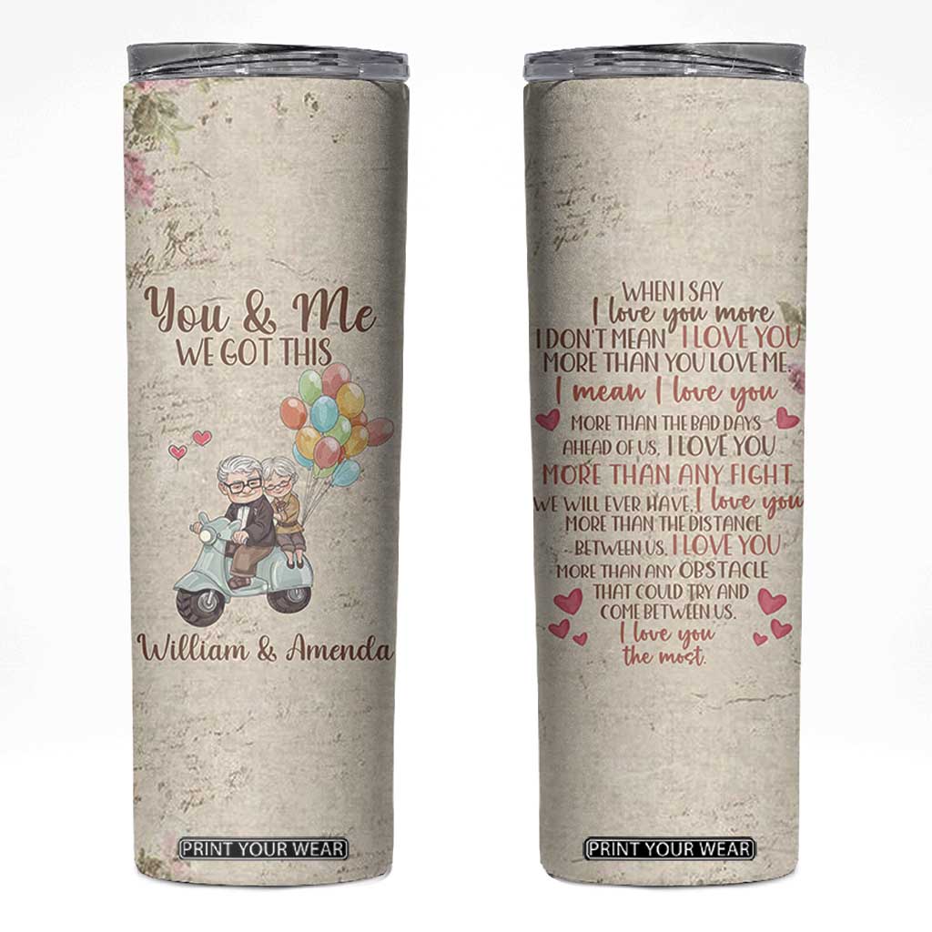 Personalized Couple Gift for Anniversary Skinny Tumbler Custome Name Vintage Romantic Elderly Couple TB10 Beige Print Your Wear