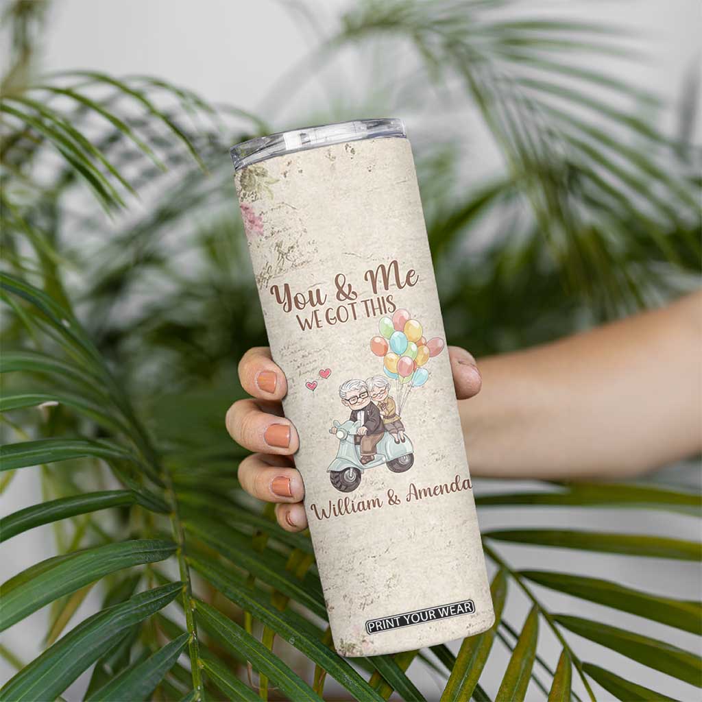 Personalized Couple Gift for Anniversary Skinny Tumbler Custome Name Vintage Romantic Elderly Couple TB10 Print Your Wear