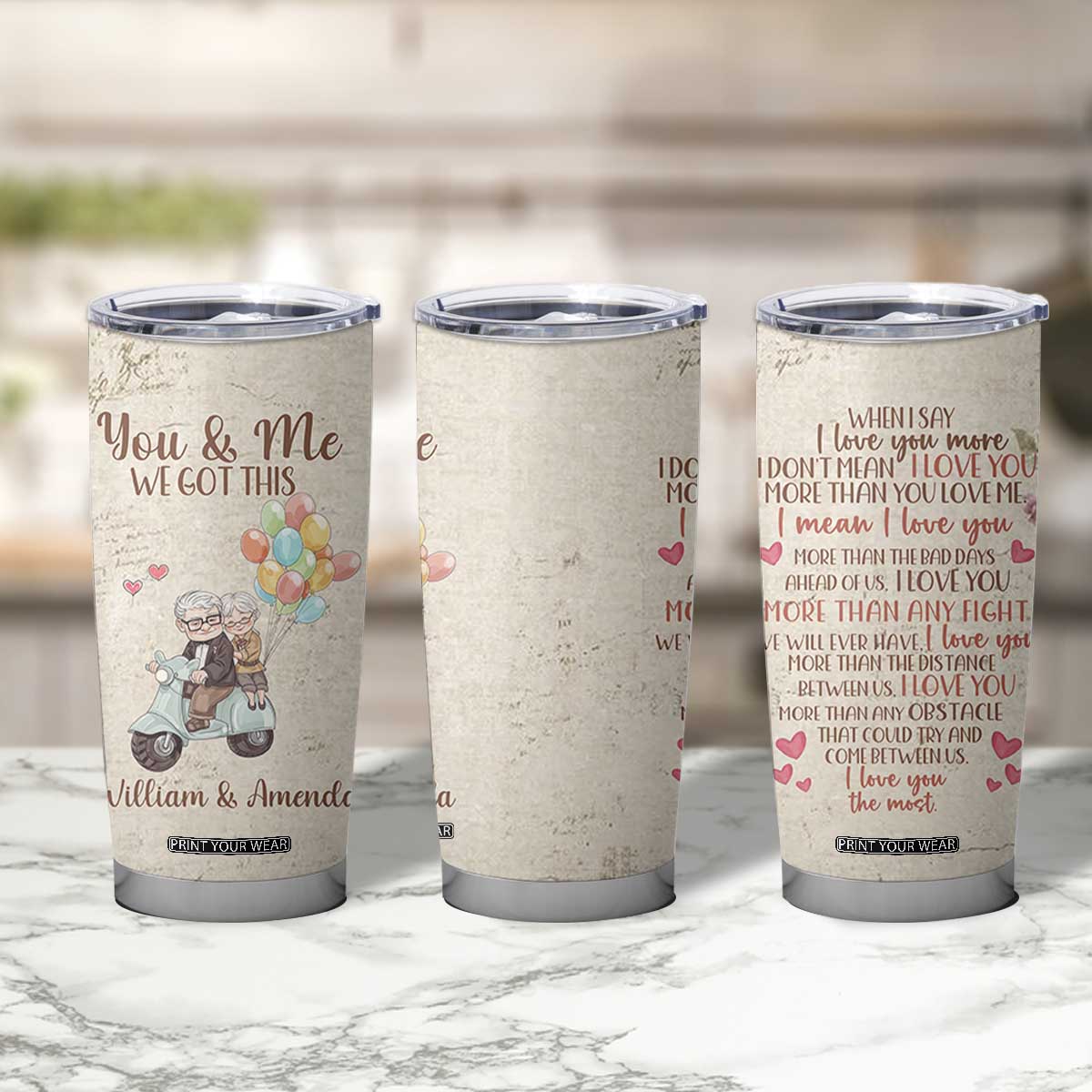 Personalized Couple Gift for Anniversary Tumbler Cup Custome Name Vintage Romantic Elderly Couple TB10 Print Your Wear
