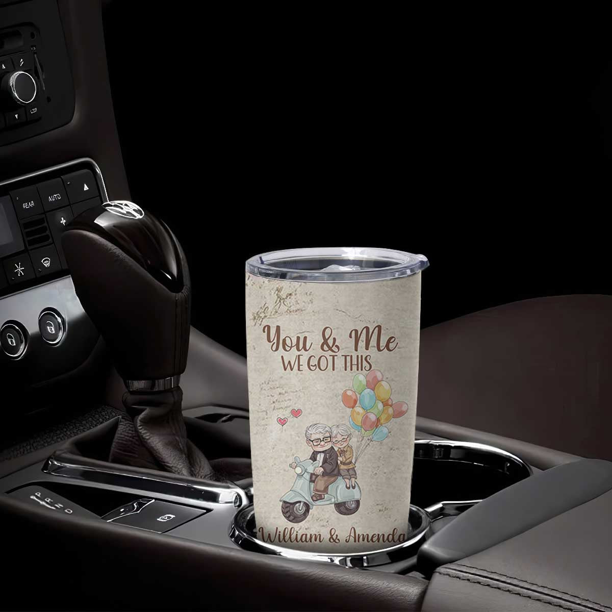 Personalized Couple Gift for Anniversary Tumbler Cup Custome Name Vintage Romantic Elderly Couple TB10 Print Your Wear