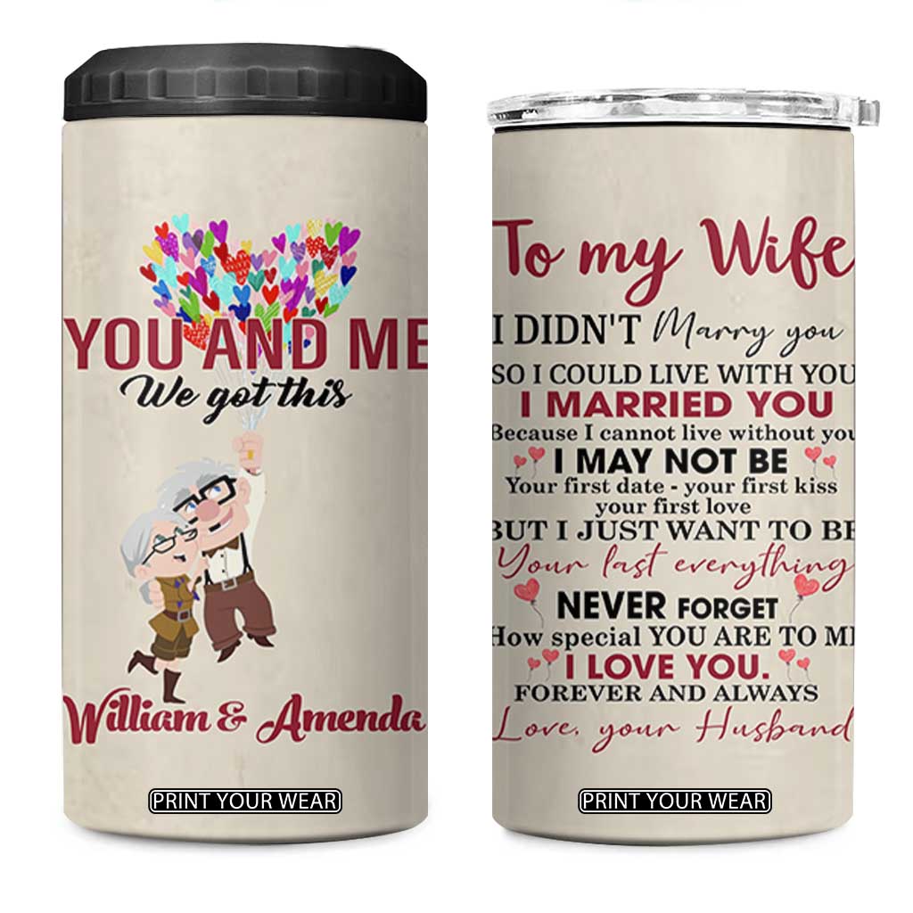 Personalized Anniversary Gift for Wife 4 in 1 Can Cooler Tumbler Custome Name To My Wife Love Quote From Husband TB10 One Size: 16 oz Beige Print Your Wear