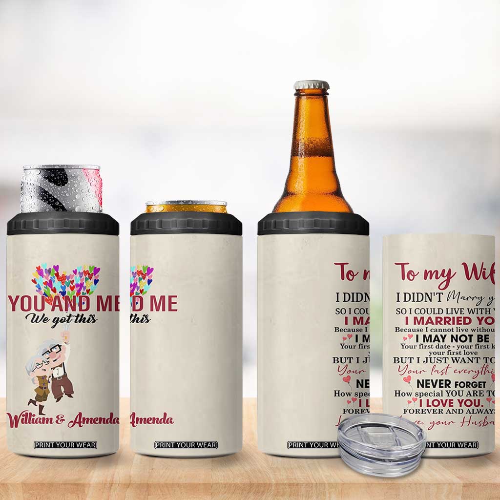 Personalized Anniversary Gift for Wife 4 in 1 Can Cooler Tumbler Custome Name To My Wife Love Quote From Husband TB10 Print Your Wear