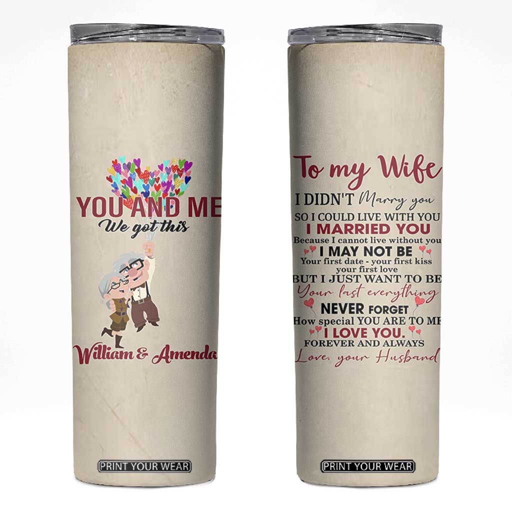 Personalized Anniversary Gift for Wife Skinny Tumbler Custome Name To My Wife Love Quote From Husband TB10 Beige Print Your Wear