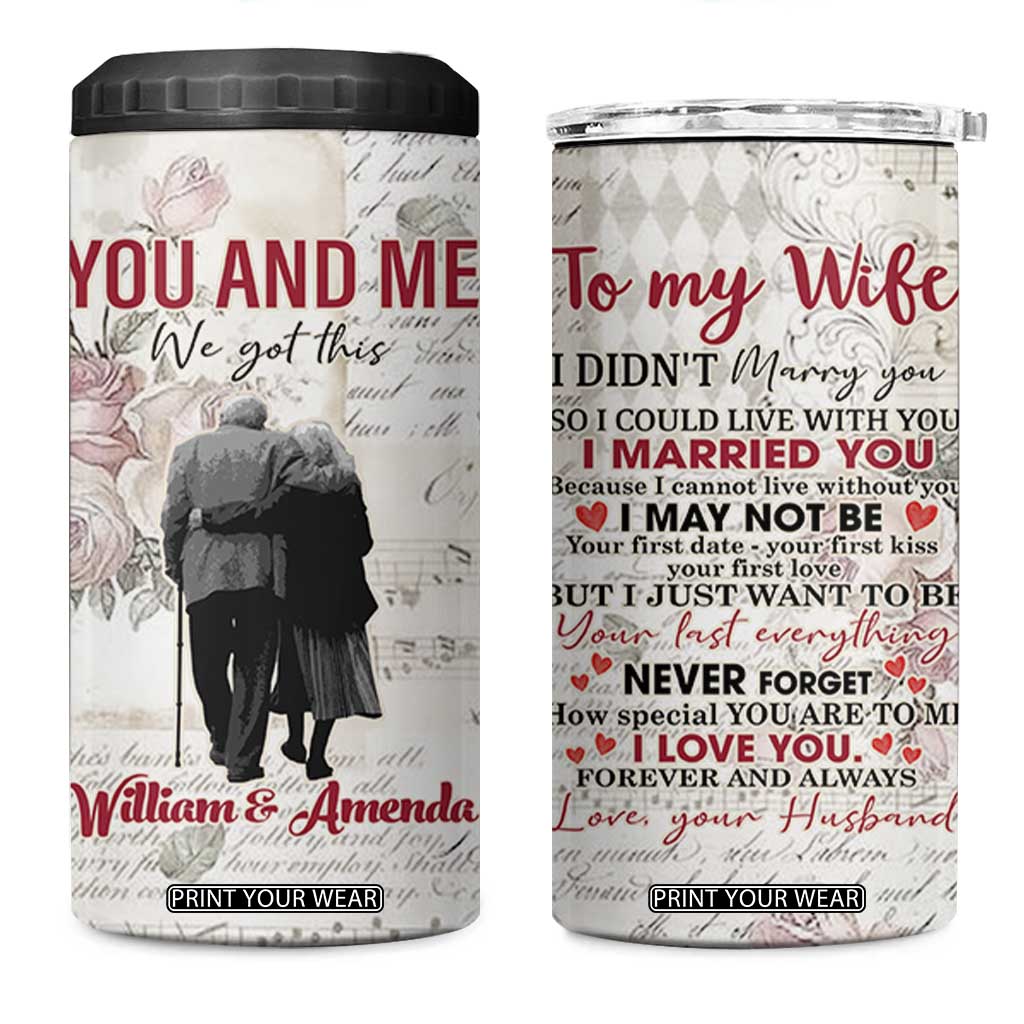 Personalized Anniversary Gift for Wife 4 in 1 Can Cooler Tumbler Custome Name Forever Married Love From Husband TB10 One Size: 16 oz Beige Print Your Wear