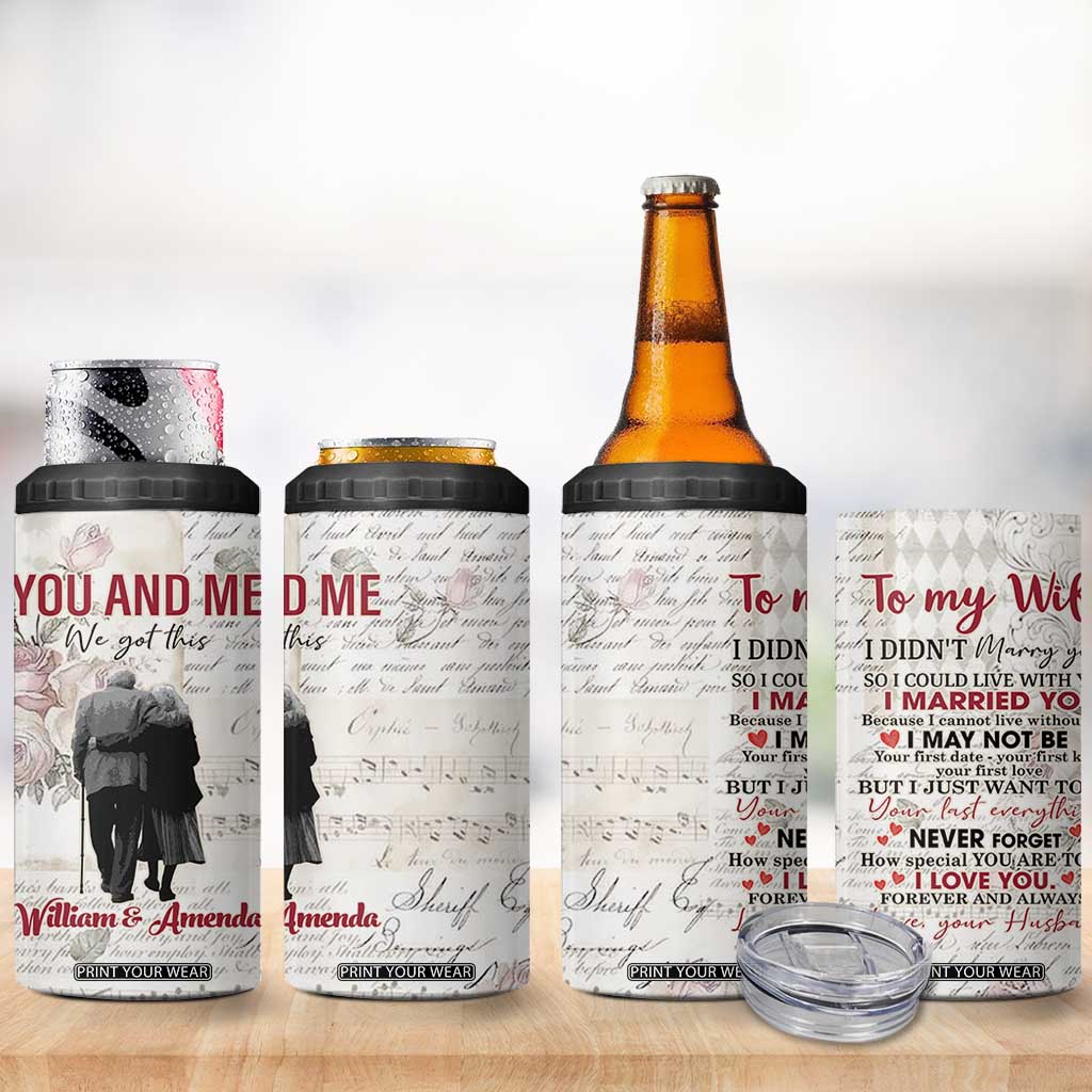 Personalized Anniversary Gift for Wife 4 in 1 Can Cooler Tumbler Custome Name Forever Married Love From Husband TB10 Print Your Wear
