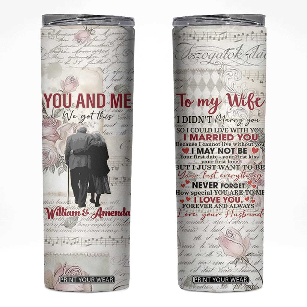 Personalized Anniversary Gift for Wife Skinny Tumbler Custome Name Forever Married Love From Husband TB10 Beige Print Your Wear