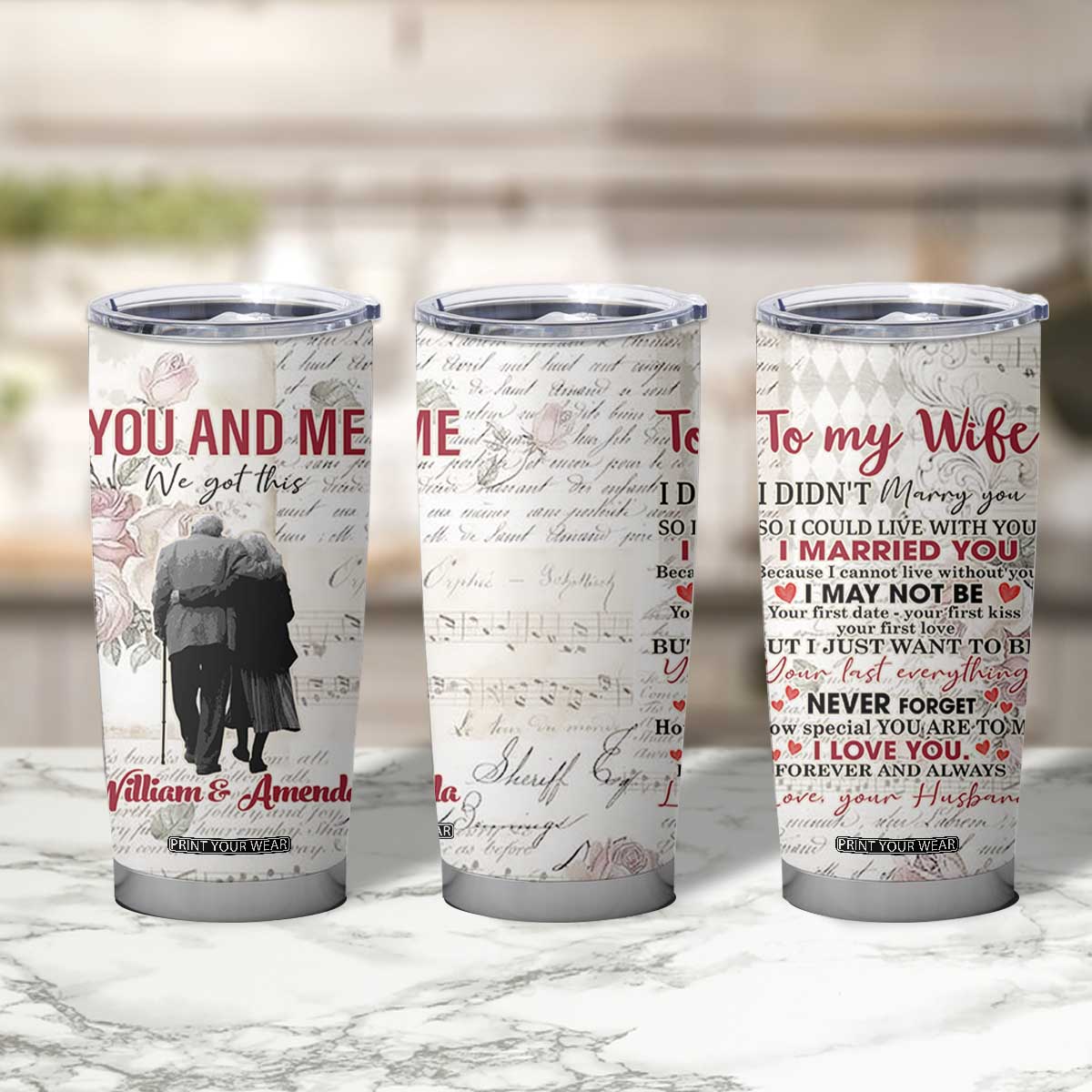 Personalized Anniversary Gift for Wife Tumbler Cup Custome Name Forever Married Love From Husband TB10 Print Your Wear