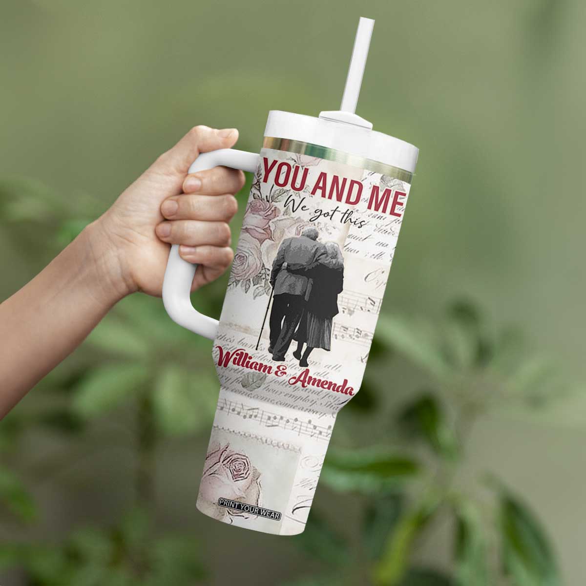 Personalized Anniversary Gift for Wife Tumbler With Handle Custome Name Forever Married Love From Husband TB10 Print Your Wear