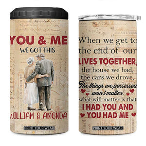 Personalized Anniversary Gift 4 in 1 Can Cooler Tumbler Custome Name You And Me Forever Love TB10 One Size: 16 oz Beige Print Your Wear