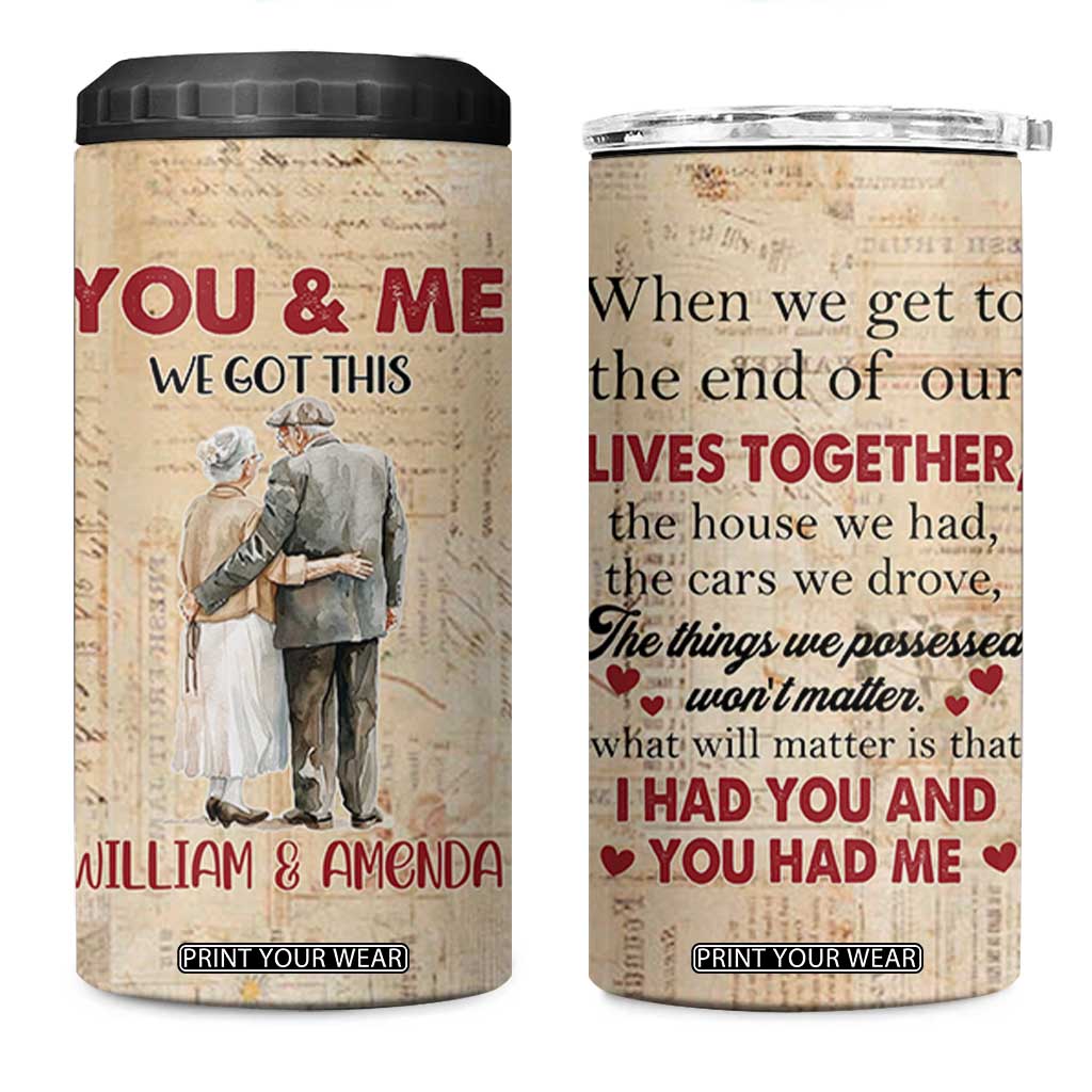 Personalized Anniversary Gift 4 in 1 Can Cooler Tumbler Custome Name You And Me Forever Love TB10 One Size: 16 oz Beige Print Your Wear
