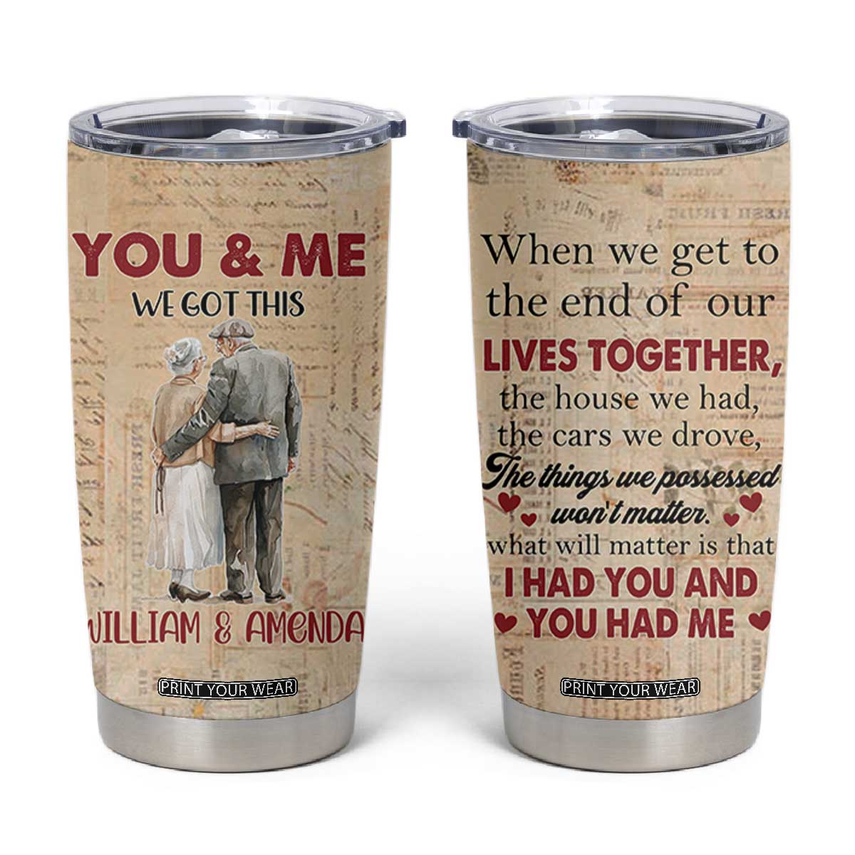 Personalized Anniversary Gift Tumbler Cup Custome Name You And Me Forever Love TB10 Beige Print Your Wear