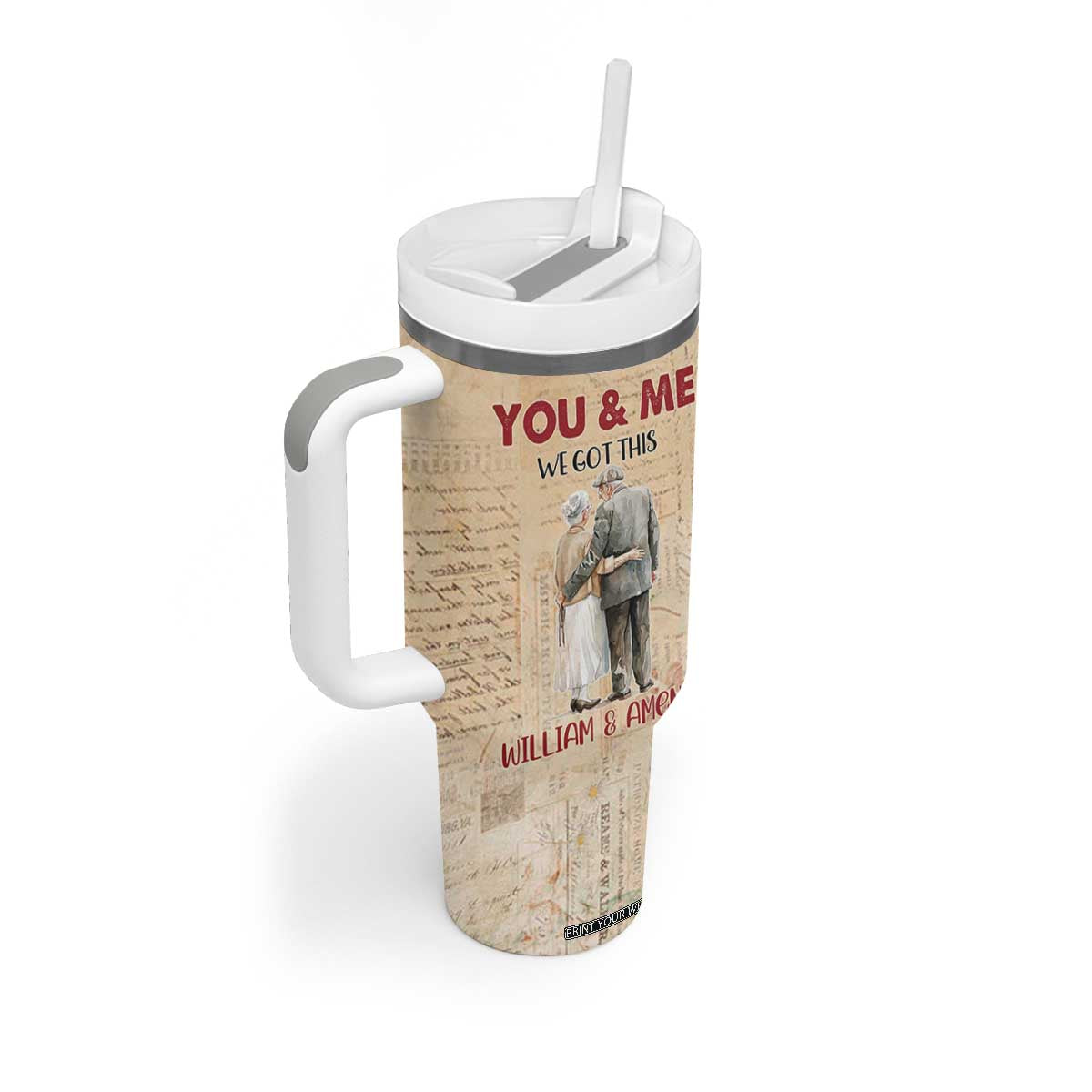 Personalized Anniversary Gift Tumbler With Handle Custome Name You And Me Forever Love TB10 Print Your Wear