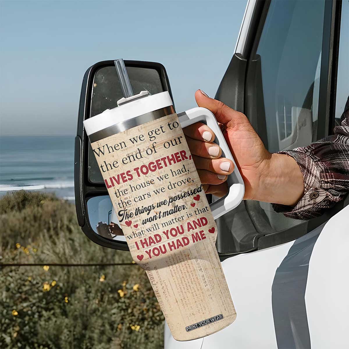 Personalized Anniversary Gift Tumbler With Handle Custome Name You And Me Forever Love TB10 Print Your Wear
