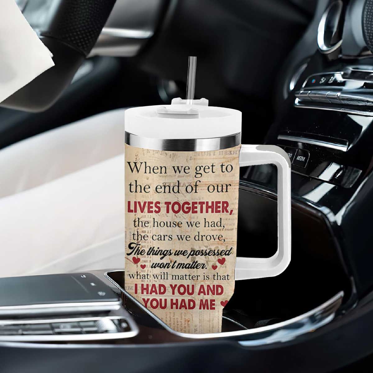 Personalized Anniversary Gift Tumbler With Handle Custome Name You And Me Forever Love TB10 Print Your Wear