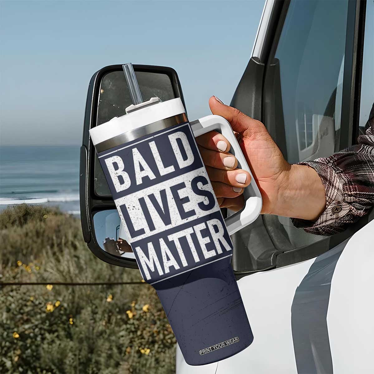 Funny Dad Gifts Tumbler With Handle Bald Lives Matter Gag Gift Rude Mug TB10 Print Your Wear