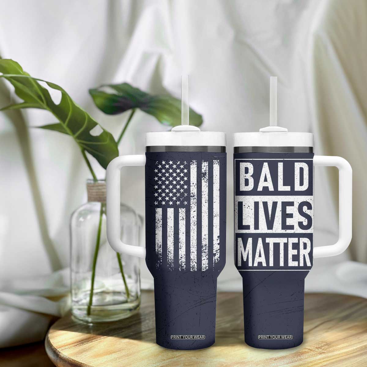 Funny Dad Gifts Tumbler With Handle Bald Lives Matter Gag Gift Rude Mug TB10 Print Your Wear