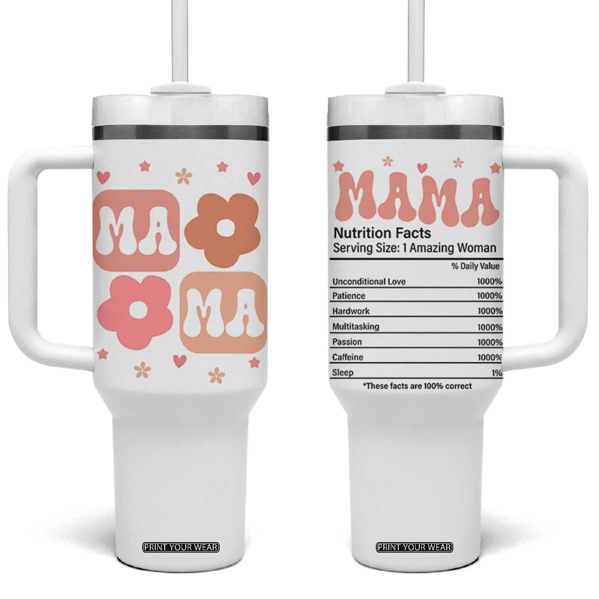 Mama Tumbler With Handle First Mothers Day Gifts For New Mom TB10 One Size: 40 oz White Print Your Wear