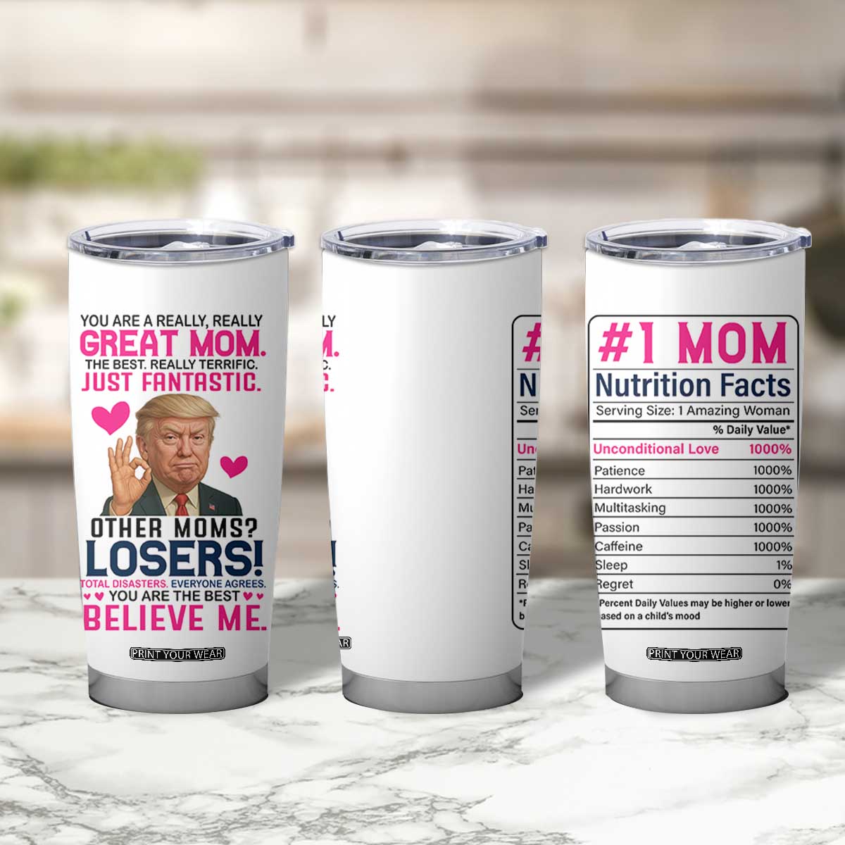 Gifts for Mom From Daughter Son Tumbler Cup Funny Trump Meme Christmas Valentines Day Gift For Mom Wife TB10 Print Your Wear