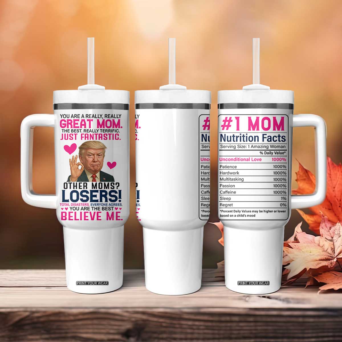 Gifts for Mom From Daughter Son Tumbler With Handle Funny Trump Meme Christmas Valentines Day Gift For Mom Wife TB10 Print Your Wear
