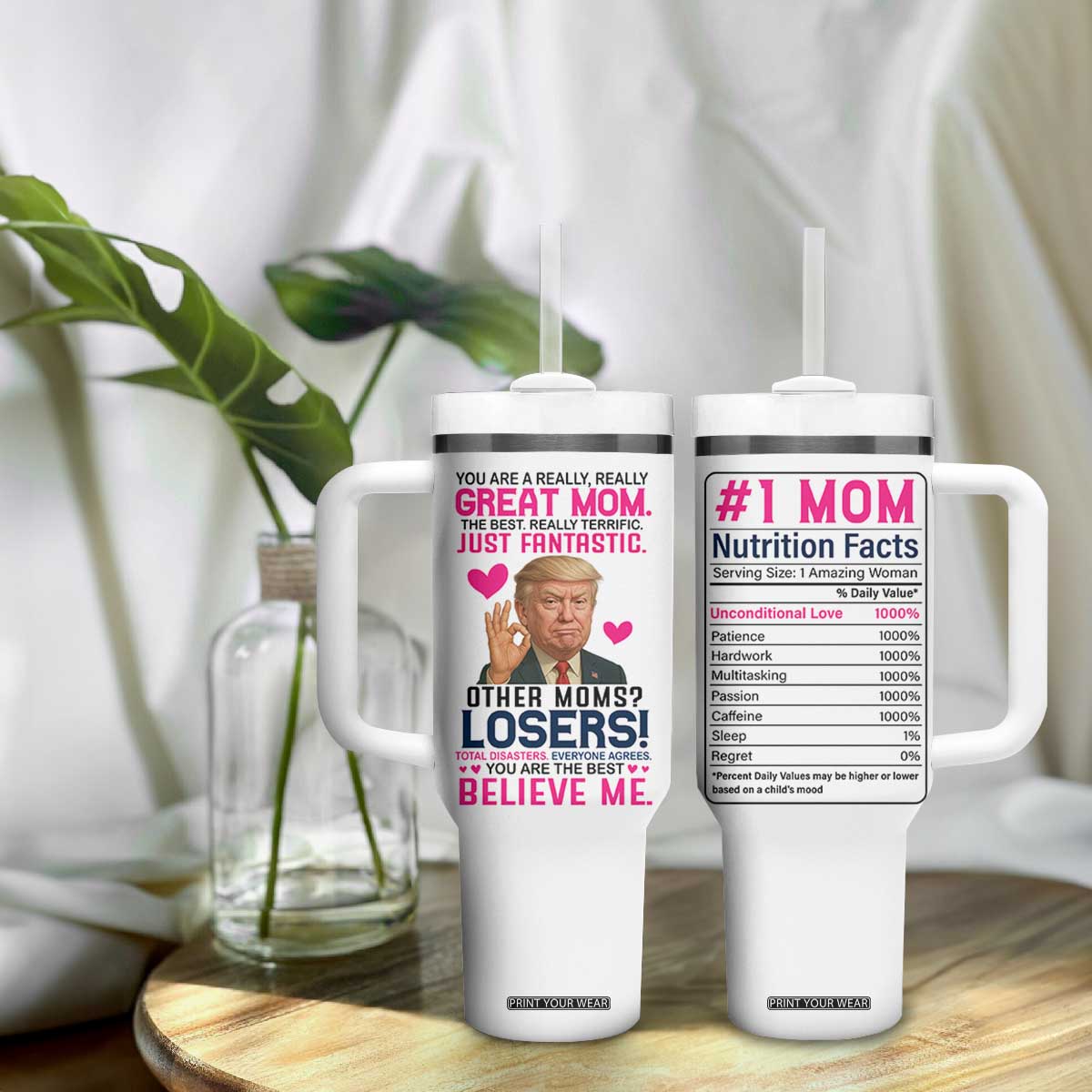Gifts for Mom From Daughter Son Tumbler With Handle Funny Trump Meme Christmas Valentines Day Gift For Mom Wife TB10 Print Your Wear