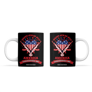 Happy 4th Of July Coffee Mug America Independence Day Memorial Day Patriotic Party USA Flag TB10 Black Print Your Wear
