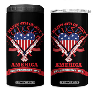 Happy 4th Of July 4 in 1 Can Cooler Tumbler America Independence Day Memorial Day Patriotic Party USA Flag TB10 One Size: 16 oz Black Print Your Wear