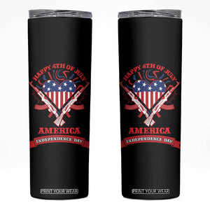 Happy 4th Of July Skinny Tumbler America Independence Day Memorial Day Patriotic Party USA Flag TB10 Black Print Your Wear