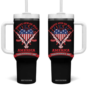 Happy 4th Of July Tumbler With Handle America Independence Day Memorial Day Patriotic Party USA Flag TB10 One Size: 40 oz Black Print Your Wear
