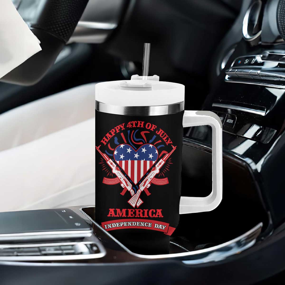 Happy 4th Of July Tumbler With Handle America Independence Day Memorial Day Patriotic Party USA Flag TB10 Print Your Wear