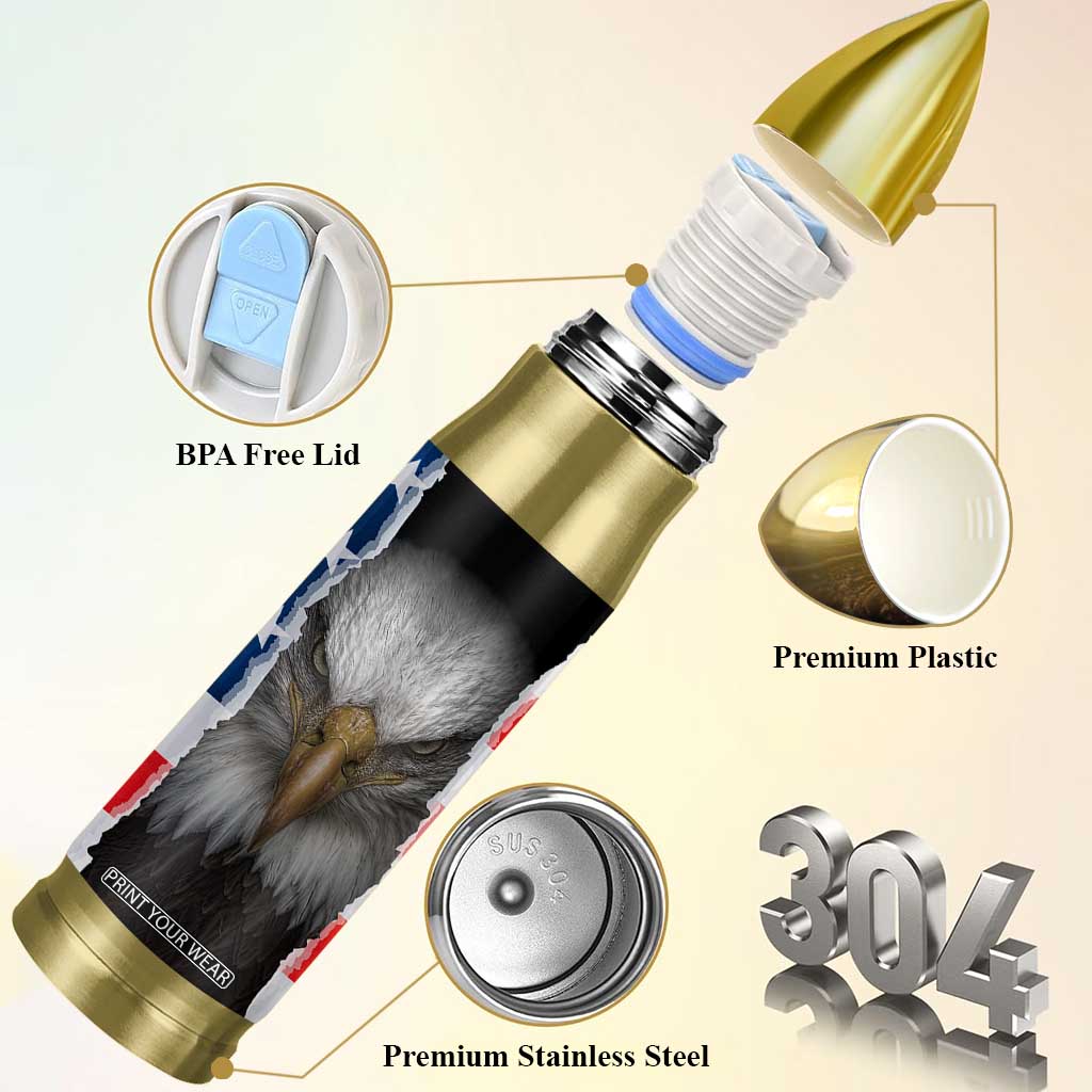 Proud Navy Veteran Bullet Tumbler American Flag Eagle Military Gifts TB10 Print Your Wear