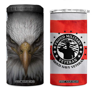 Proud Navy Veteran 4 in 1 Can Cooler Tumbler American Flag Eagle Military Gifts TB10 One Size: 16 oz Flag Print Your Wear