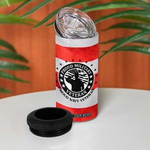 Proud Navy Veteran 4 in 1 Can Cooler Tumbler American Flag Eagle Military Gifts TB10 Print Your Wear