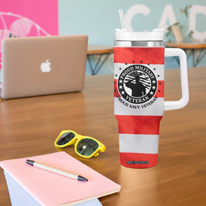 Proud Navy Veteran Tumbler With Handle American Flag Eagle Military Gifts TB10 Print Your Wear