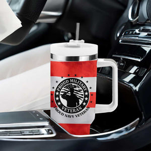 Proud Navy Veteran Tumbler With Handle American Flag Eagle Military Gifts TB10 Print Your Wear