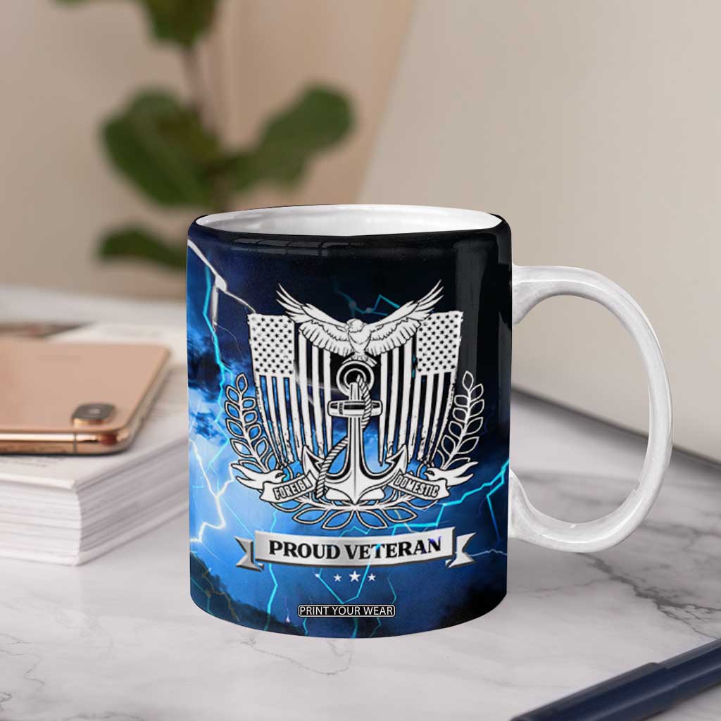 Proud Navy Veteran Coffee Mug Vintage American Flag TB10 Print Your Wear