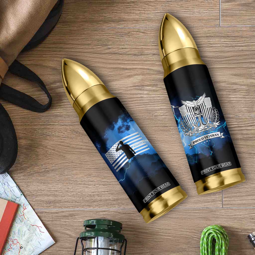Proud Navy Veteran Bullet Tumbler Vintage American Flag TB10 Print Your Wear