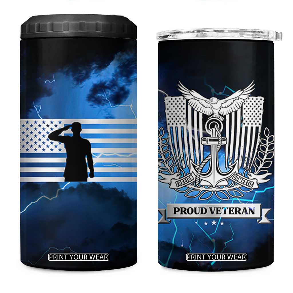 Proud Navy Veteran 4 in 1 Can Cooler Tumbler Vintage American Flag TB10 One Size: 16 oz Navy Print Your Wear