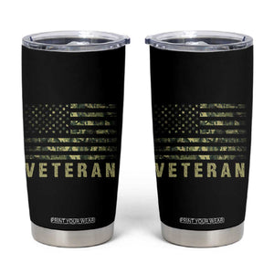 Veteran Tumbler Cup Distressed Camouflage US Flag Veteran Army Military TB10 Black Print Your Wear