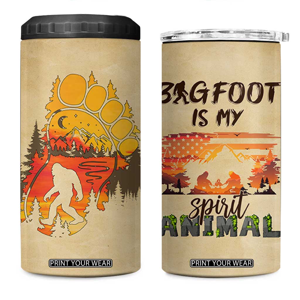 Bigfoot 4 in 1 Can Cooler Tumbler Sasquatch Lover Campfire Outdoor Camping Nature Gift TB10 One Size: 16 oz Beige Print Your Wear