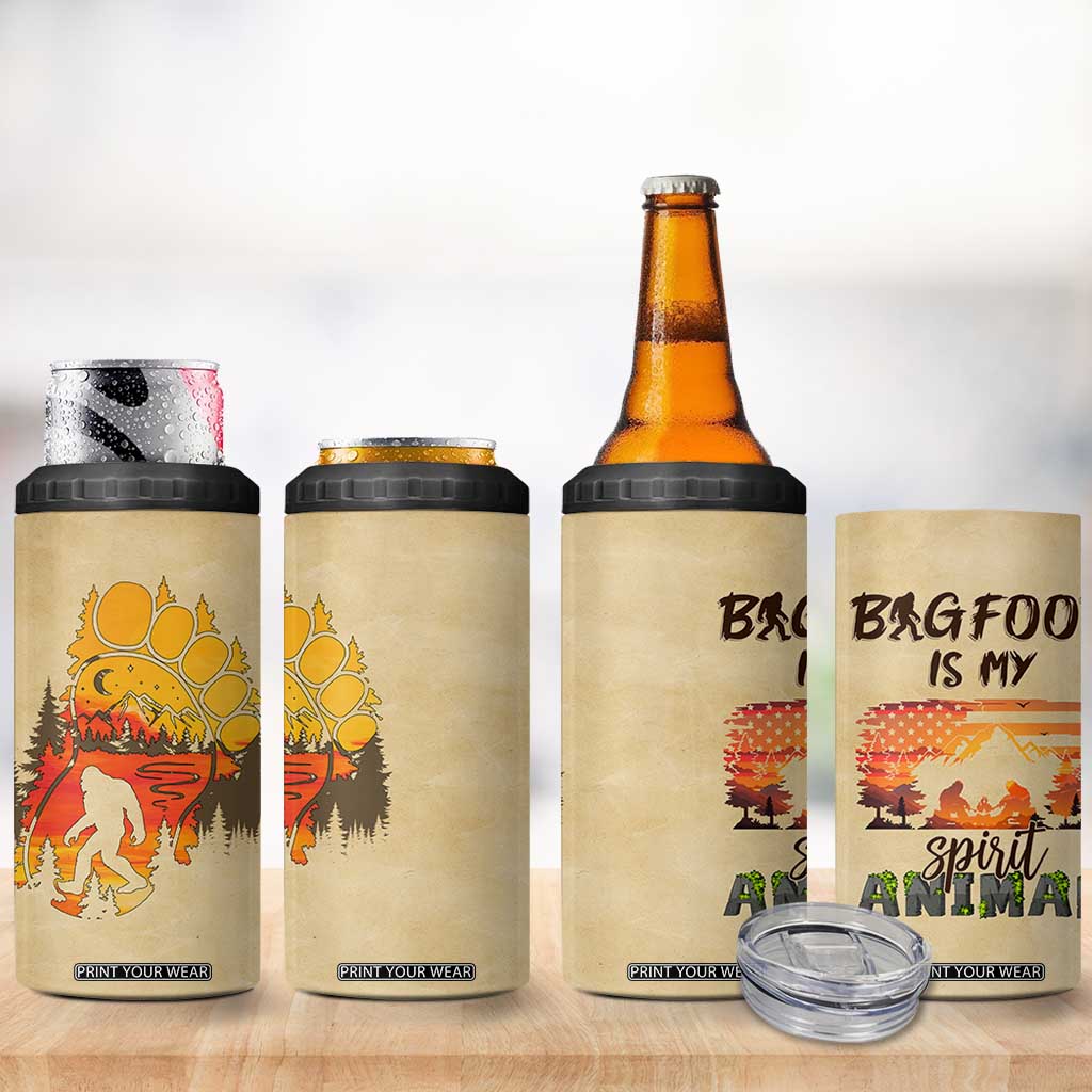 Bigfoot 4 in 1 Can Cooler Tumbler Sasquatch Lover Campfire Outdoor Camping Nature Gift TB10 Print Your Wear