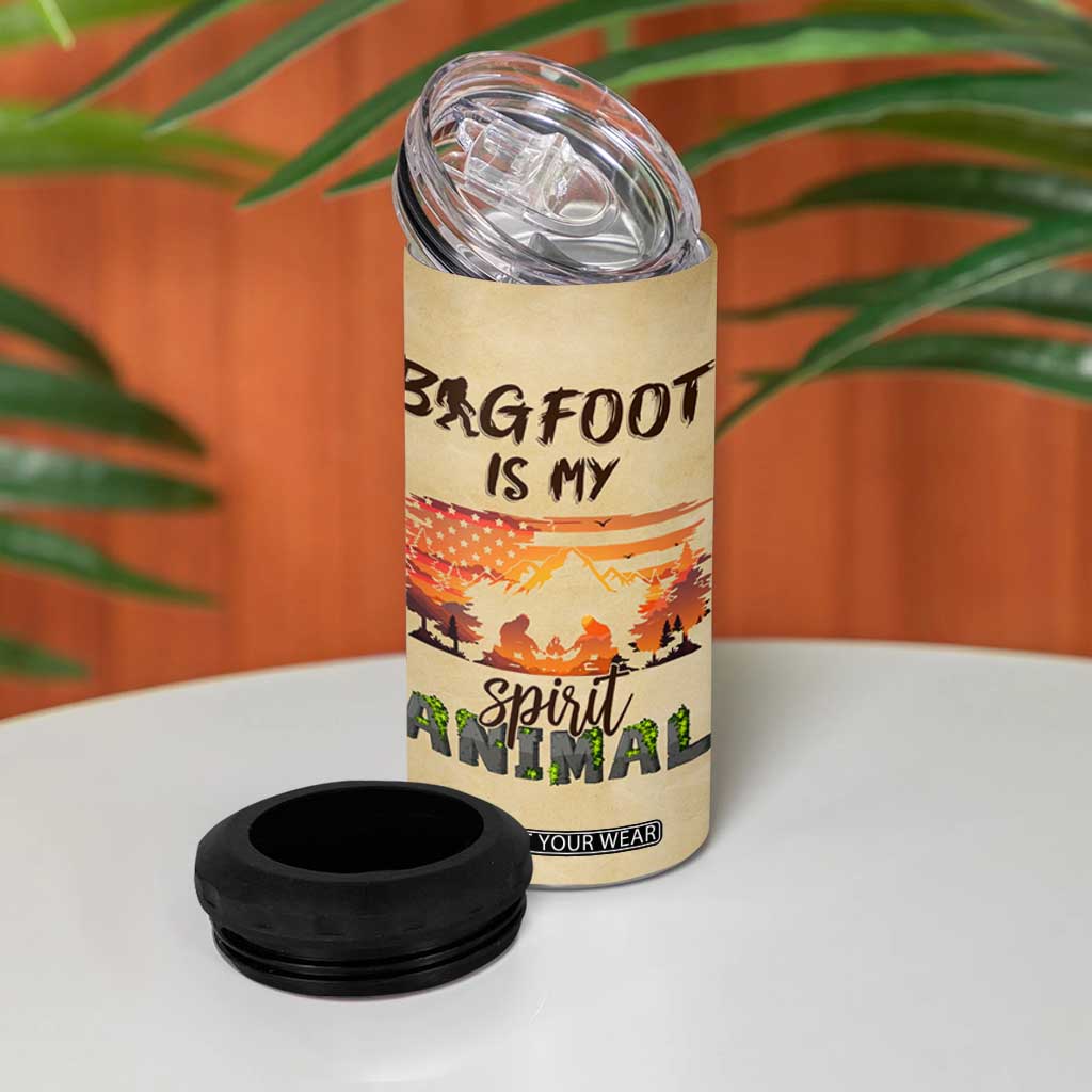 Bigfoot 4 in 1 Can Cooler Tumbler Sasquatch Lover Campfire Outdoor Camping Nature Gift TB10 Print Your Wear