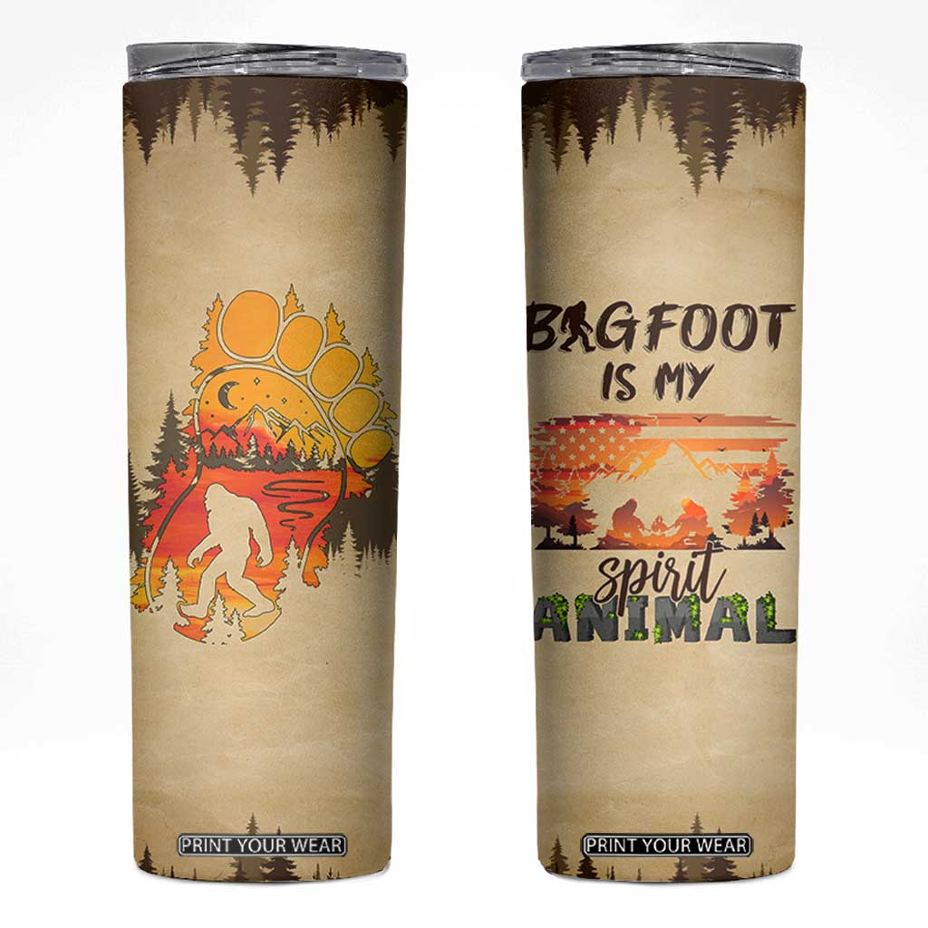 Bigfoot Skinny Tumbler Sasquatch Lover Campfire Outdoor Camping Nature Gift TB10 Beige Print Your Wear