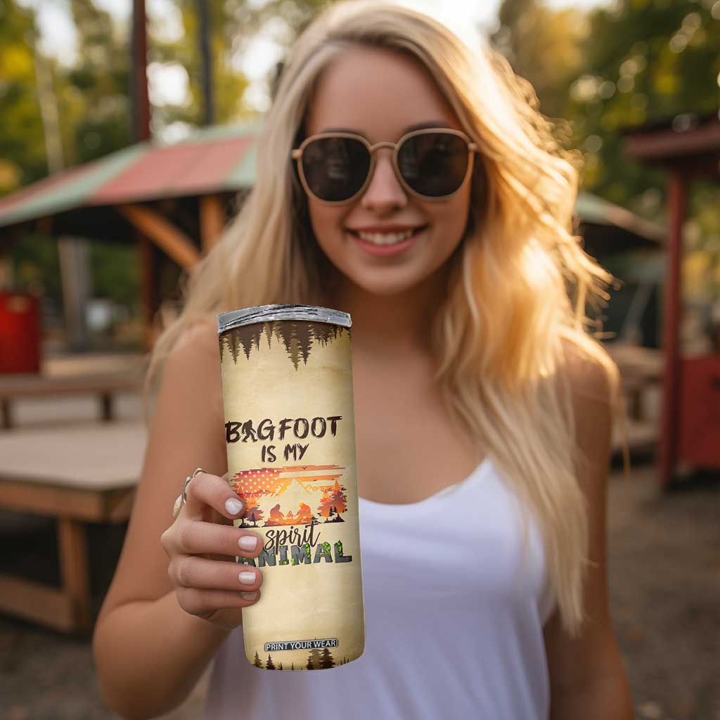 Bigfoot Skinny Tumbler Sasquatch Lover Campfire Outdoor Camping Nature Gift TB10 Print Your Wear