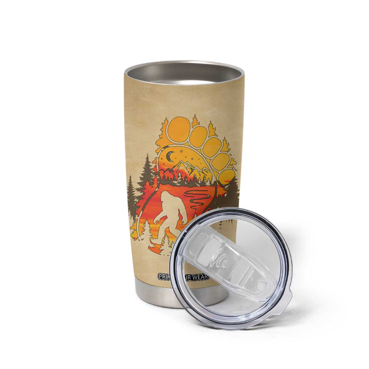 Bigfoot Tumbler Cup Sasquatch Lover Campfire Outdoor Camping Nature Gift TB10 Print Your Wear