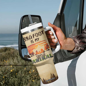 Bigfoot Tumbler With Handle Sasquatch Lover Campfire Outdoor Camping Nature Gift TB10 Print Your Wear