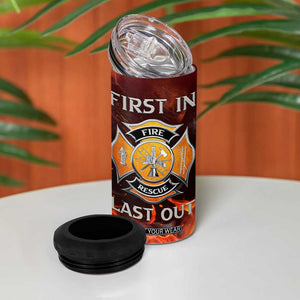 Firefighter Gifts For Men 4 in 1 Can Cooler Tumbler First In Last Out American Flag TB10 Print Your Wear