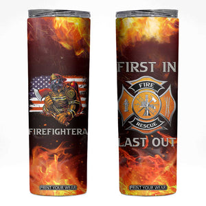 Firefighter Gifts For Men Skinny Tumbler First In Last Out American Flag TB10 Orange Print Your Wear