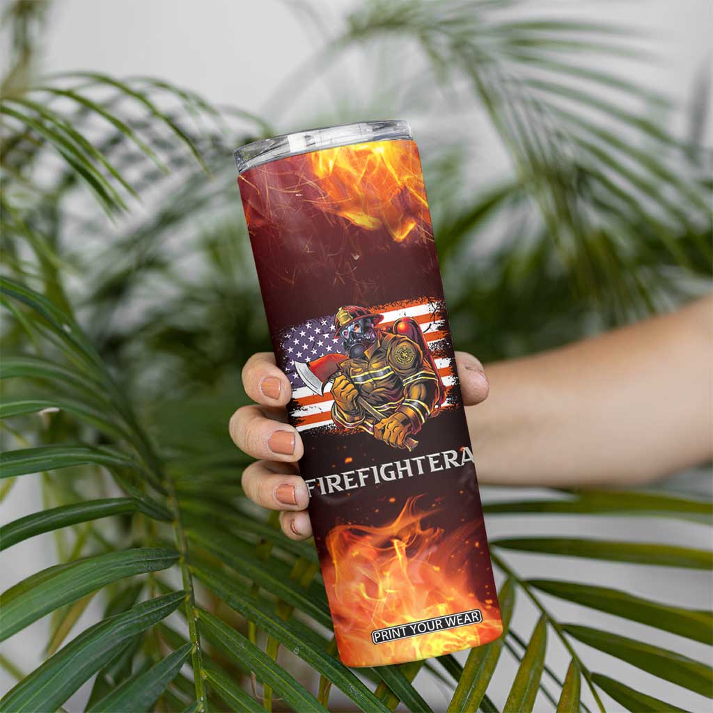 Firefighter Gifts For Men Skinny Tumbler First In Last Out American Flag TB10 Print Your Wear